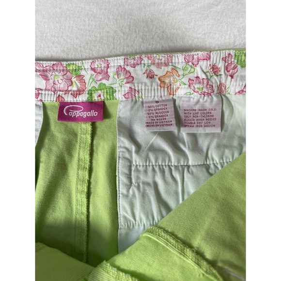 Pappagallo's Lime Green Cotton/Spandex Cargo Capris culottes size 8 pockets - Picture 2 of 6